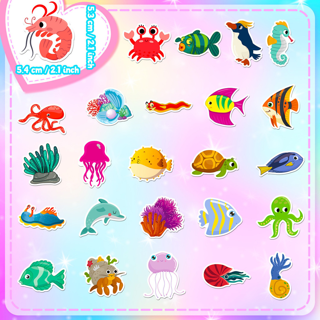 50Pcs Marine Life Stickers - C - Marine Life Aquariums recension och pris