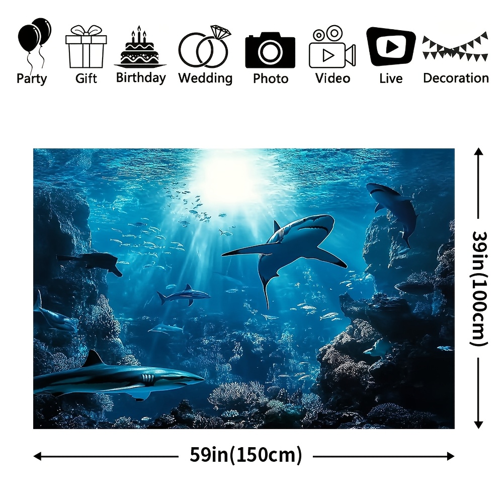 Majestic Deep Sea Shark Wall T - Aquarium Marine Blue recension och pris