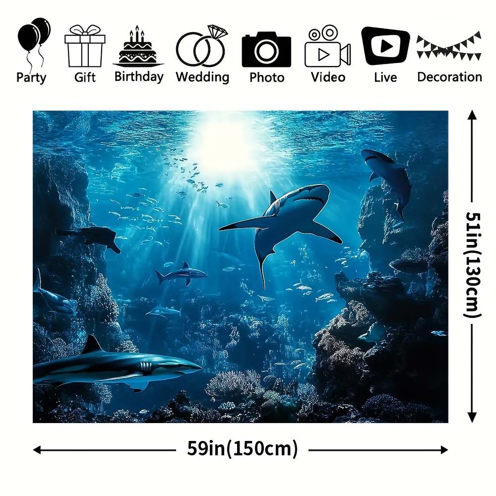 Majestic Deep Sea Shark Wall T - Aquarium Marine Blue recension och pris