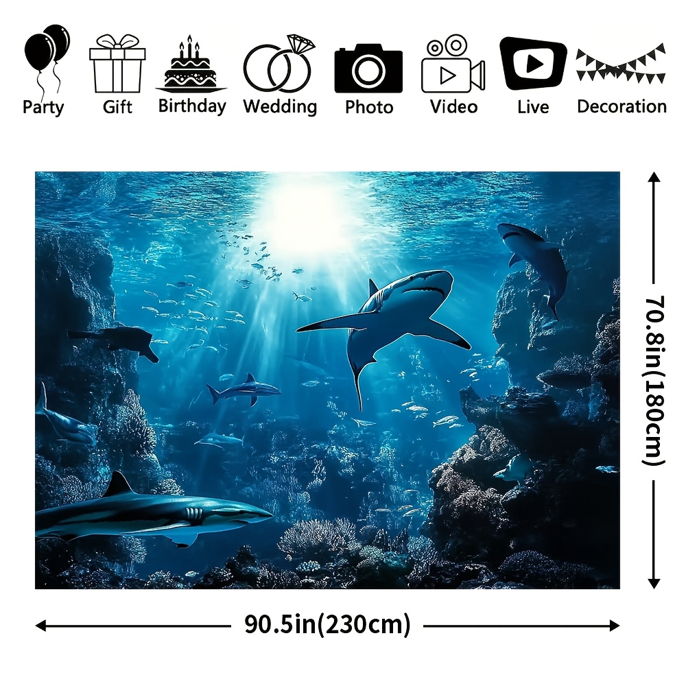 Majestic Deep Sea Shark Wall T - Aquarium Marine Blue recension och pris